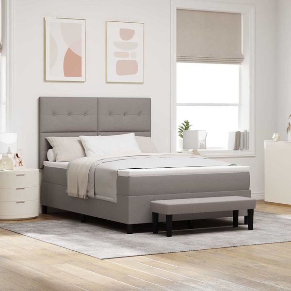 vidaXL Boxspringbett mit Kopfteil Taupe 140 x 200 cm Stoff 3344076