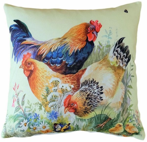 texpot Kissenhülle Dekokissen Druck Hahn Henne Ostern Frühling, (1 Stück)