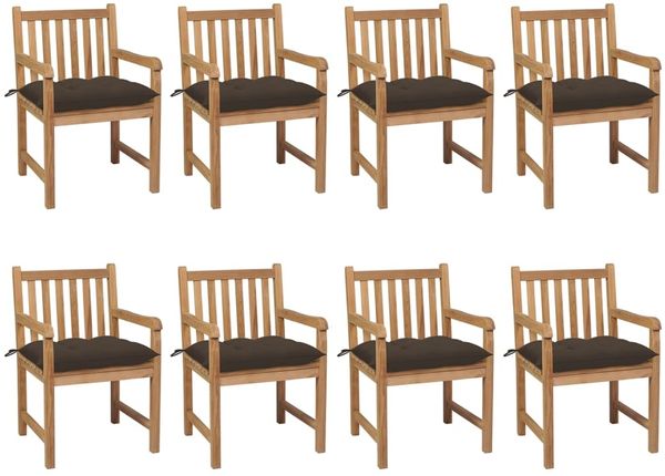 vidaXL Gartenstühle 8 Stk. mit Taupe Kissen Massivholz Teak 3073081