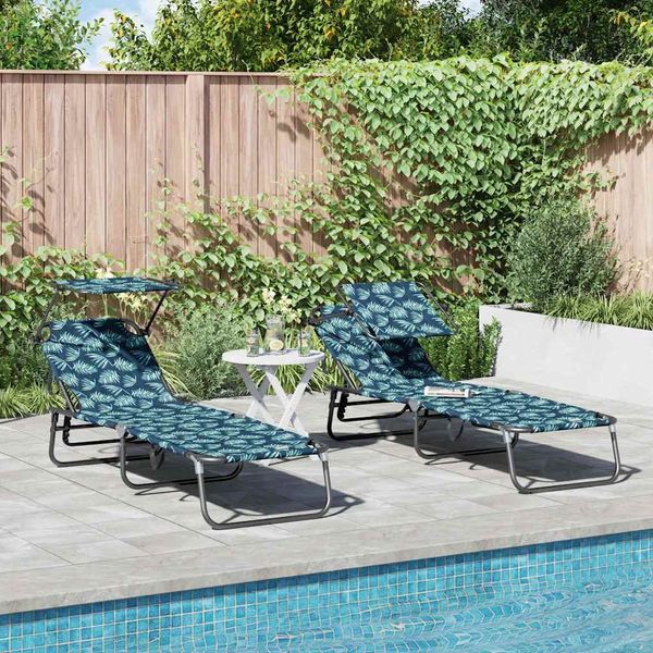 vidaXL Klappbare Sonnenliege 2 pcs Mehrfarbig 190 x 57 x 81 cm Oxford 42003139