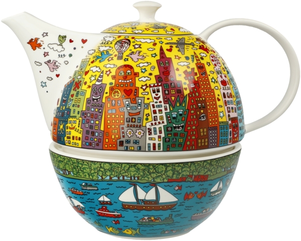 Goebel / James Rizzi - My New York City Sunset,Teekanne mit Stövchen,24,5cm x 16,0cm x 19,0cm / Fine Bone China / 24,5cm x 16,0cm x 19,0cm