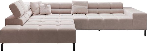 Home affaire Ecksofa Ancona New, wahlweise motorische Sitztiefenverstellung, auch in Cord, feine Steppung, mit Kopfteilverstellung, 3 Zierkissen, L-Form