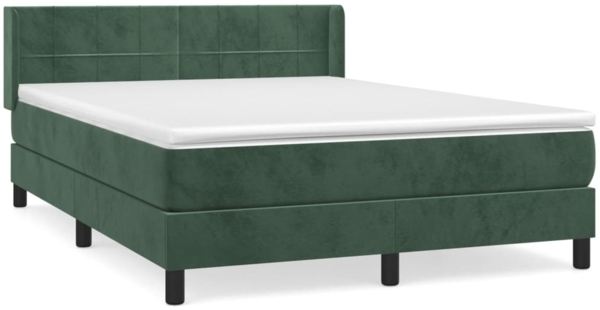 vidaXL Boxspringbett mit Matratze Dunkelgrün 140x190 cm Samt 3130958