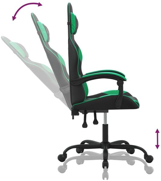 vidaXL Gaming-Stuhl Schwarz und Grün Kunstleder [3143869] Bild 6