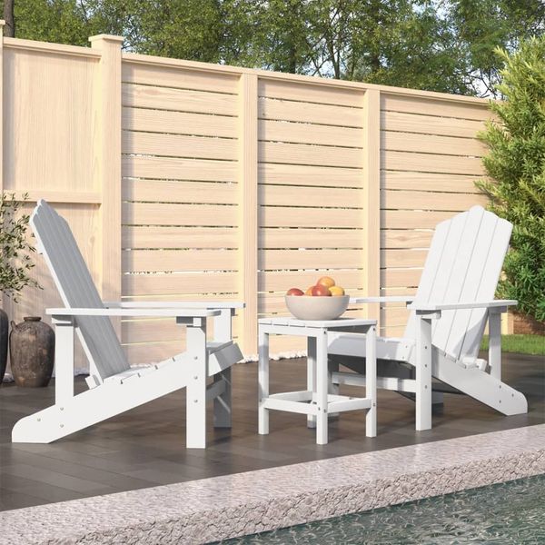 vidaXL Adirondack-Gartenstühle mit Tisch HDPE Weiß 3095704
