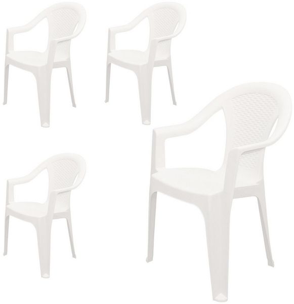 Spetebo Gartenstuhl Kunststoff Gartenstuhl anthrazit - 4er Set (Set, 4 St), Monoblock Stuhl in Rattan Optik