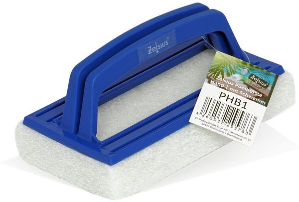Zelsius Poolbürste Poolschwamm mit Griff, 14,5 x 9 x 6,5cm Pool Handbürste mit Schwamm