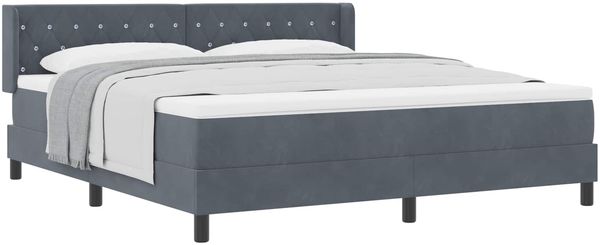 vidaXL Boxspringbett mit Kopfteil Dunkelgrau 200 x 180 cm Samt 3341427 Bild 2