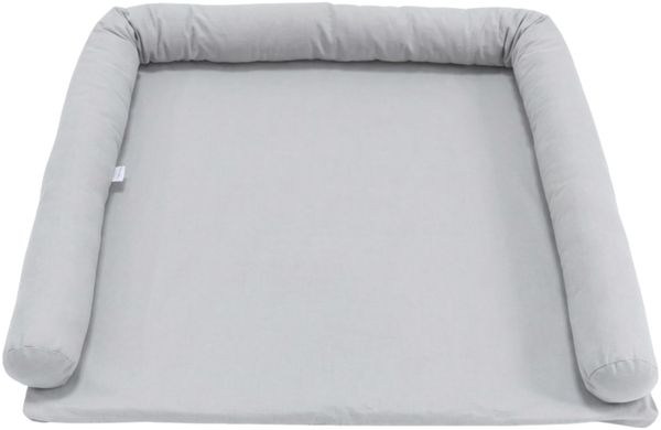 LIMMALAND Wickelauflage 76 × 79 cm mit Wickeltischumrandung – aus 100% Baumwolle, waschbar, sanfter Liegekomfort (Soft Grey, Wickelauflage)