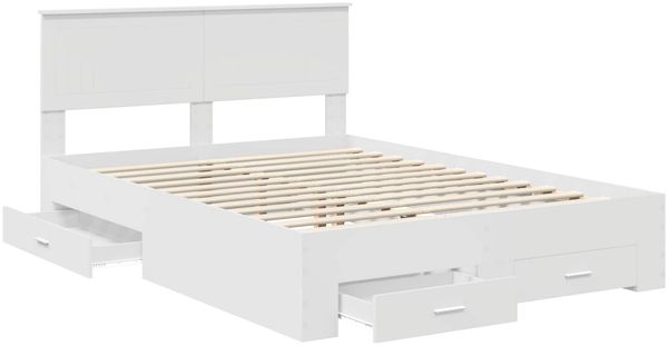 vidaXL Bettrahmen mit Schubladen Weiß 140 x 190 cm Holzwerkstoff 3410895 Bild 5