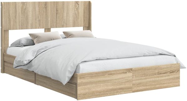 vidaXL Bettgestell mit Stauraum und Kopfteil Sonoma-Eiche 160 x 200 cm 3414367 Bild 2