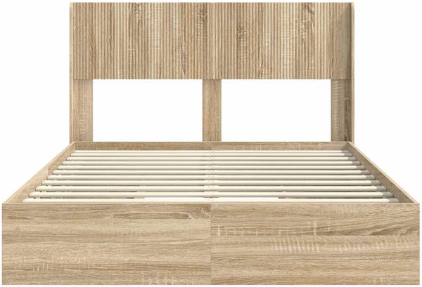 vidaXL Bettgestell mit Stauraum und Kopfteil Sonoma-Eiche 160 x 200 cm 3414367 Bild 6