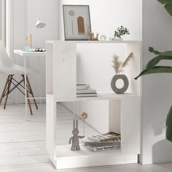 vidaXL Bücherregal/Raumteiler Weiß 51x25x70 cm Massivholz Kiefer 814030