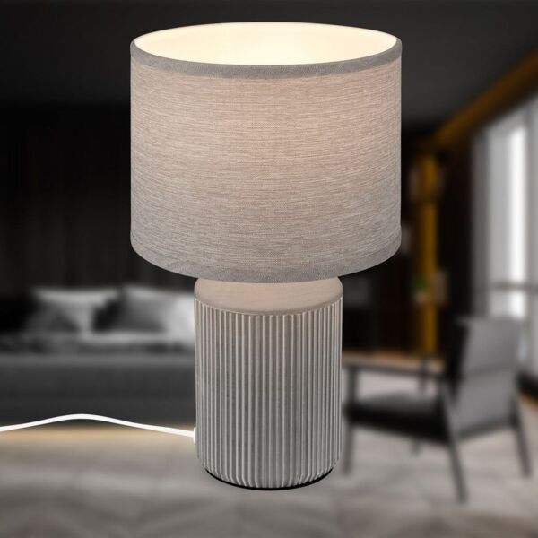 Briloner Leuchten Tischleuchte LED Tischlampe Kommodenlampe Keramik E14, ohne Leuchtmittel, 2700K - Extra-Warmweiß, Tischlampe 22x37,5cm Grau max. 10W Schlafzimmer Wohnzimmer Nachttisch