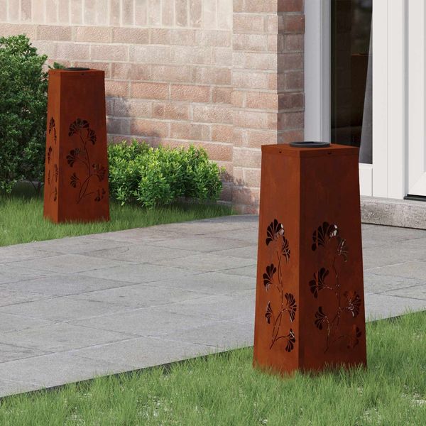 vidaXL Solar LED Weg Licht 2 pcs Rostig Wetterfeststahl 879757