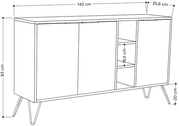 Konsole, 'Clara', 83 x 35,6 x 142, Dunkelbraun, Bendir Bild 4