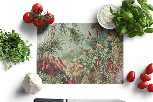 MuchoWow Schneidebrett Blumen - Kunst - Vintage - Natur - Botanisch, Glas, Schneidebrett Glas, Küchenbrett, Rutschfest, 28x20 cm