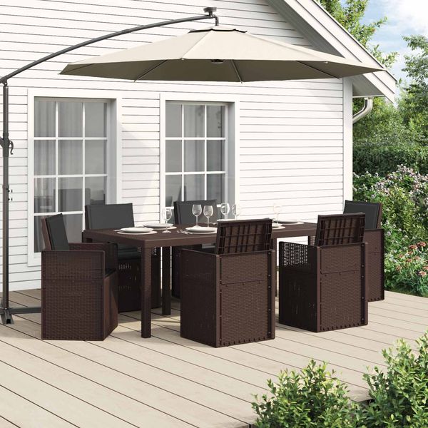 vidaXL Garten Essgruppe mit Kissen 7 pcs Braun und Anthrazit PP 3430076