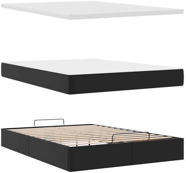 vidaXL Ottoman-Bett mit Matratze & LEDs Schwarz 140x190 cm Kunstleder 3313850 Bild 8