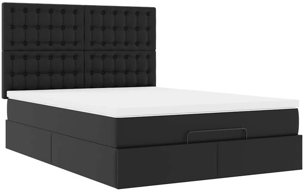 vidaXL Ottoman-Bett mit Matratze & LEDs Schwarz 140x190 cm Kunstleder 3313850 Bild 6