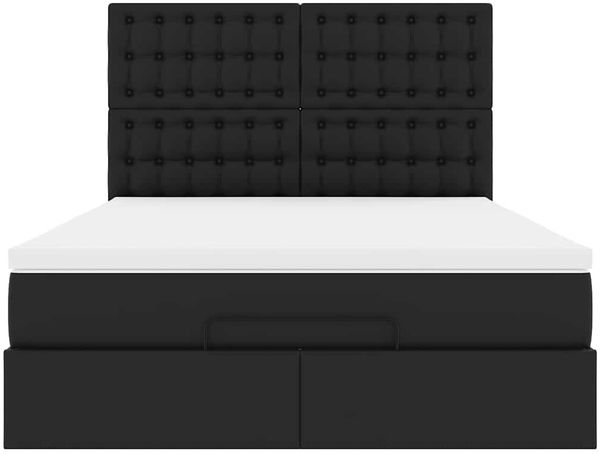 vidaXL Ottoman-Bett mit Matratze & LEDs Schwarz 140x190 cm Kunstleder 3313850 Bild 7