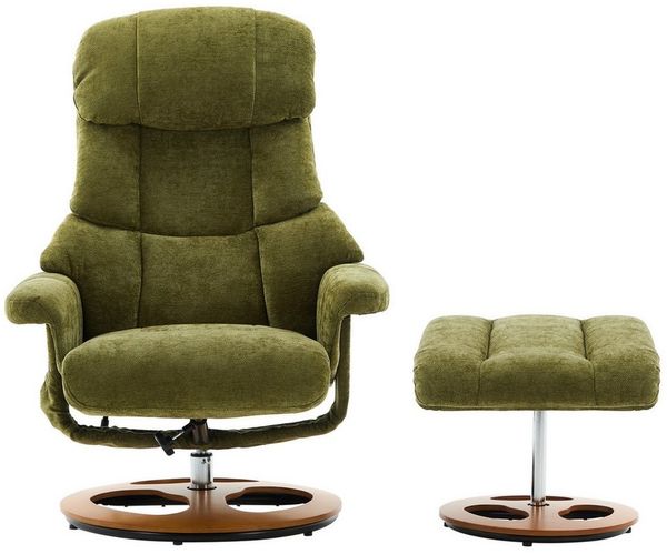 REDOM Massagesessel Relaxliege mit Fußhocker (Komfortabler Relaxsessel mit 360° Drehfunktion, Massage & Heizfunktion, 140° verstellbare Rückenlehne, Fußhocker, Chenille-Stoff, Massivholz-Rundfuß, Relaxsessel mit Hocker), mit Relaxfunktion