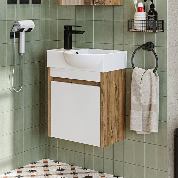Roomart Badmöbel-Set LEO, (Badmöbelset Unterschrank mit Waschbecken Badezimmer Möbel Gäste WC)