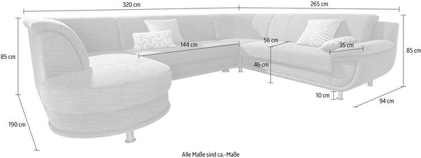 TRENDMANUFAKTUR Wohnlandschaft Rondo, U-Form, inkl. Federkern, wahlweise mit Bettfunktion