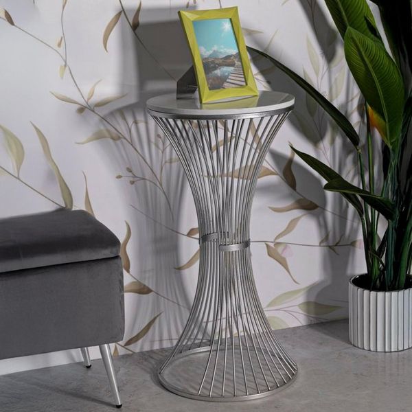 Dmora Sitnica Couchtisch 40 x 40 x 79h cm, Silber, Rund