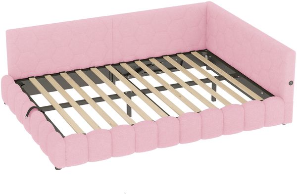 Daybett Samt mit Bettkasten, LED & USB-Anschluss, 140x200 cm, Rosa, ohne Matratze Bild 9