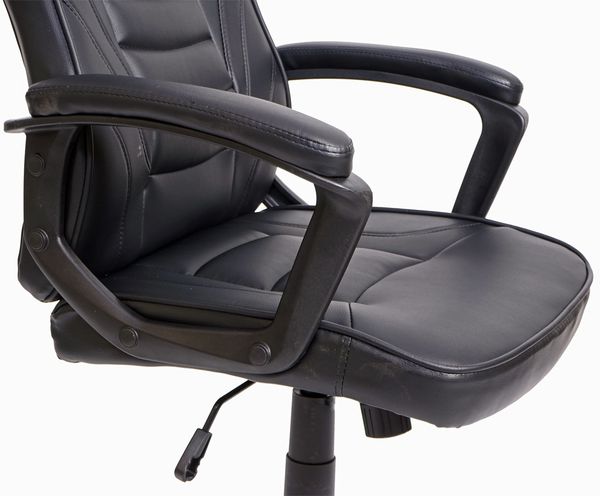 Bürostuhl HWC-F59, Schreibtischstuhl Drehstuhl Racing-Chair Gaming-Chair, Kunstleder ~ schwarz Bild 5