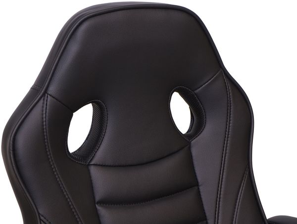 Bürostuhl HWC-F59, Schreibtischstuhl Drehstuhl Racing-Chair Gaming-Chair, Kunstleder ~ schwarz Bild 4