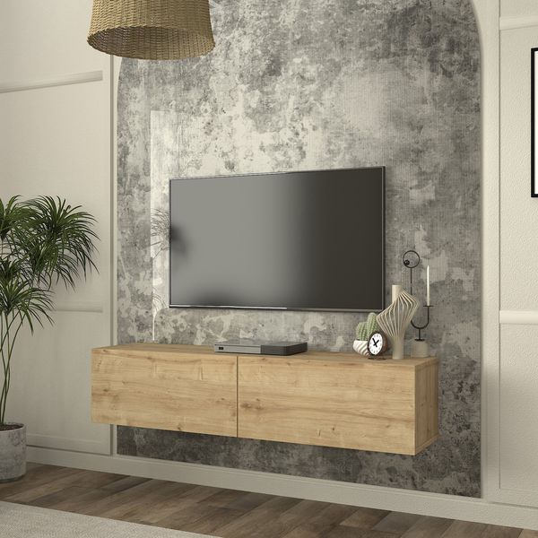 TV-Lowboard hängend Nolven 135x32x30 cm Eicheoptik [en. casa]