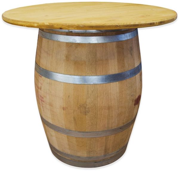 Temesso Stehtisch Weinfass als Stehtisch mit Tischplatte Eiche Lasur - Platte: D 80 cm
