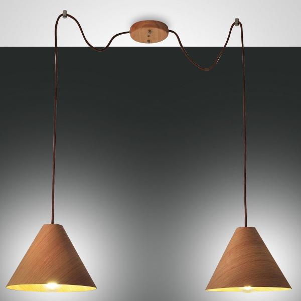 FABAS LUCE No. 3630-46-215 Pendelleuchte Esino 25cm 2-flammig Holz Eiche