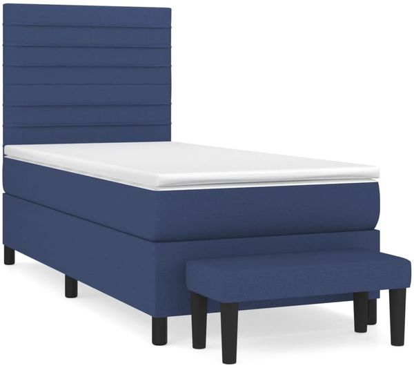 vidaXL Boxspringbett mit Matratze Blau 80x200 cm Stoff 3136635 Bild 2