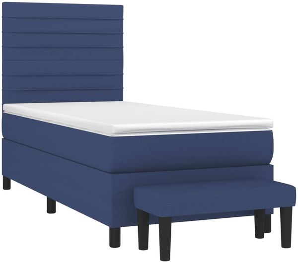 vidaXL Boxspringbett mit Matratze Blau 80x200 cm Stoff 3136635 Bild 3