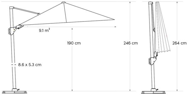Platinum Sonnenschirm rechteckig Challenger T² Premium | doppelt kippbar Bild 8
