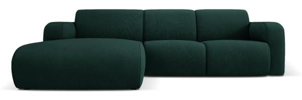 Micadoni Boucle Ecksofa Molino 4-Sitzer Links Strukturierter Stoff Flaschengrün