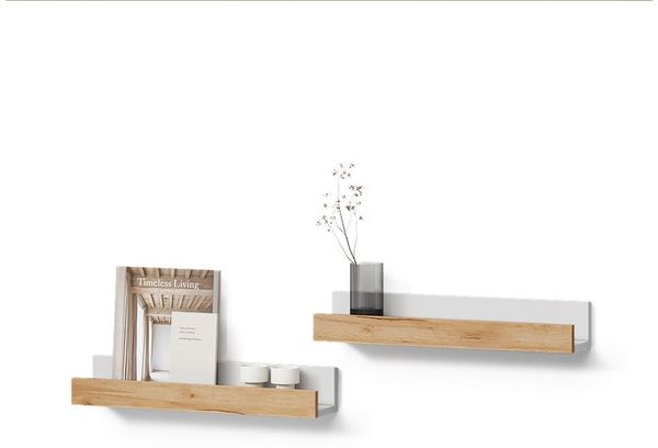 Livinity® Bücherregal Lorena, Weiß/Goldkraft Eiche, 60x10 cm 2er Set, 2-tlg.