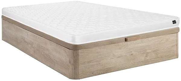 Vente-unique - DANAE Mattress and bed base set StoffHolz, Platte Beige - B 140 cm x H 15 cm30 cm x L 190 cm