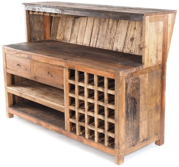 DESIGN DELIGHTS Barschrank Vintage BARSCHRANK 150x110cm(BxH) Shabby Chick Minibar Tresen Altholz