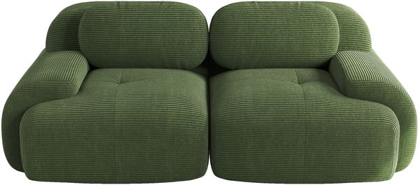 Ecksofa modular,H 75 x T 208 x B 103 cm variabel, Cordstoff Grün – geschwungene Armlehnen, montagefrei Bild 4