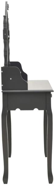 vidaXL Schminktisch mit Hocker, Paulownia-Holz MDF grau, 75 x 69 x 140 cm Bild 6