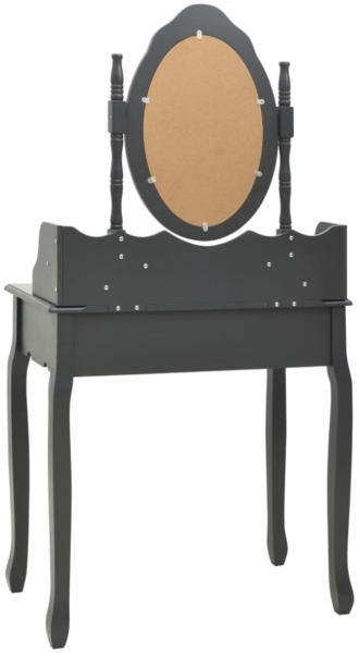 vidaXL Schminktisch mit Hocker, Paulownia-Holz MDF grau, 75 x 69 x 140 cm Bild 7