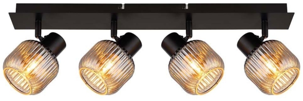 Deckenleuchte, Spots beweglich, Rauchglas, L 69,5 cm