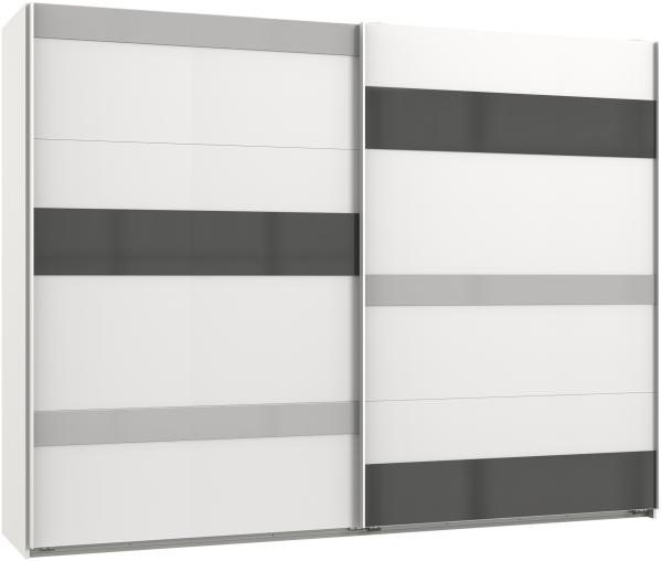 Schwebetürenschrank >MONACO< (BxH: 270x210 cm) WEISS/GRAU