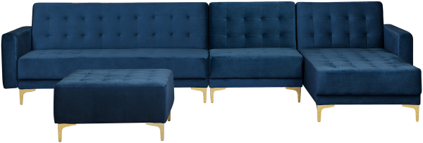 Modulsofa Samtstoff Schlaffunktion marineblau linksseitig Ottomane ABERDEEN