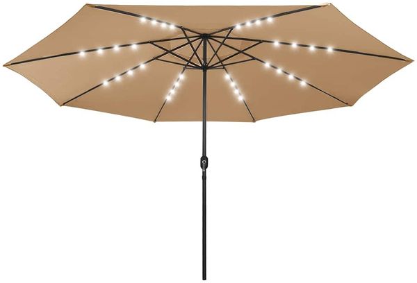 Sonnenschirm, Terrassenschirm mit LED-Beleuchtung 400 cm Taupe