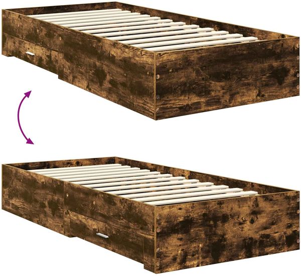 vidaXL Bettrahmen Geräucherte Eiche 90 x 200 cm Holzwerkstoff 3410039 Bild 12